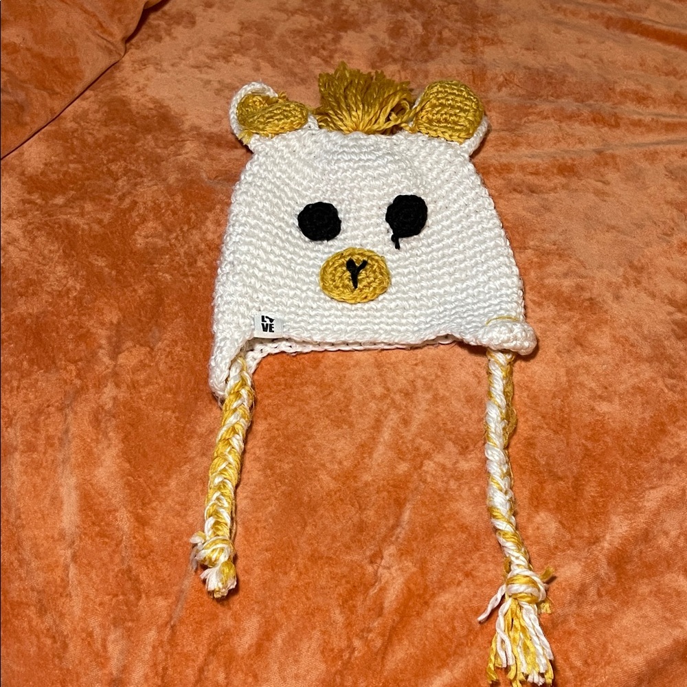 Cute Bear Knit Hat with Braids
